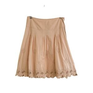 Vintage Embroidered A-Line Cotton Skirt Lace Hem Sz 4 Hillard & Hanson Coquette